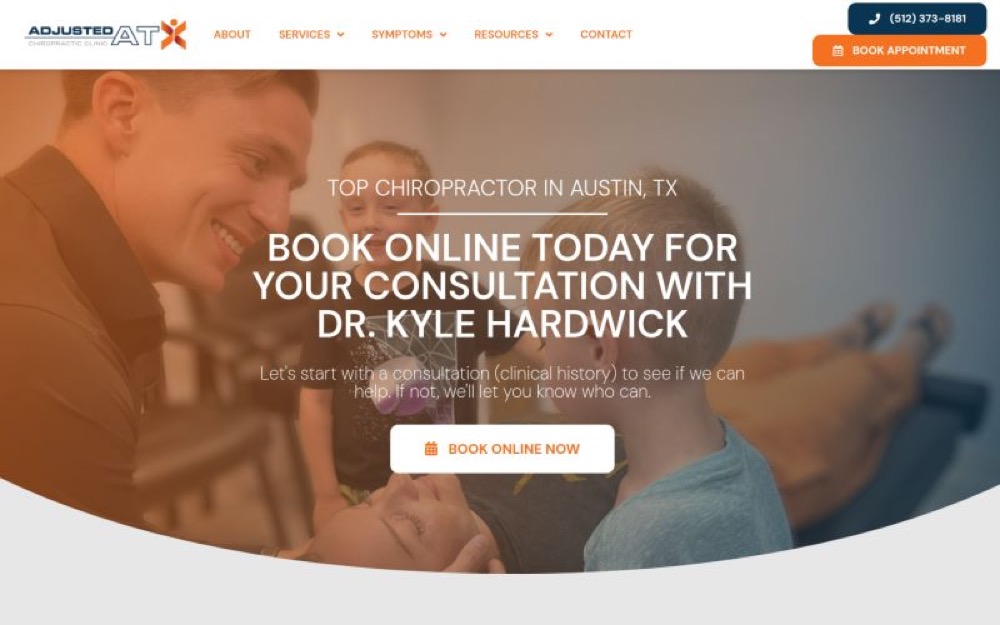 Adjusted ATX chiropractic website screenshot