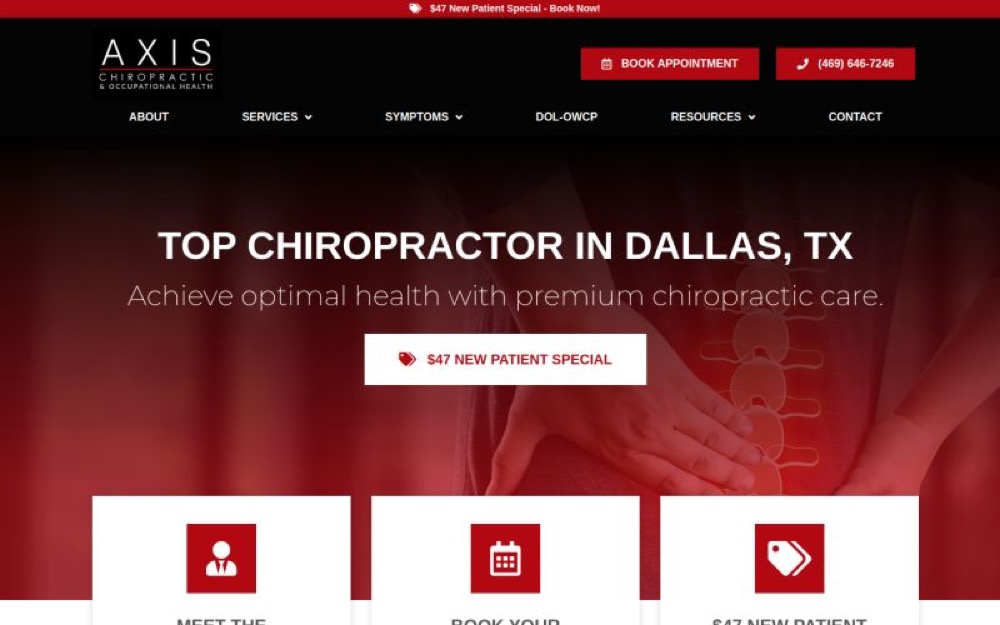 Axis Chiropractic chiropractic website screenshot