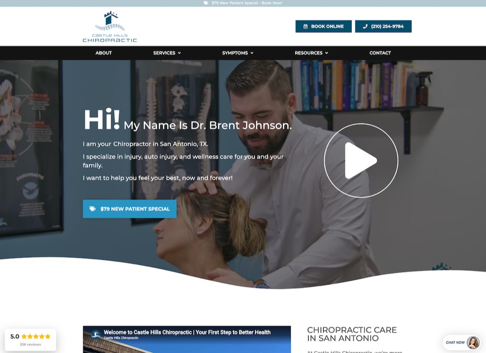 Castle Hills Chiropractic chiropractic website screenshot
