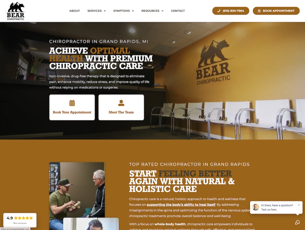 Bear Chiropractic chiropractic website screenshot