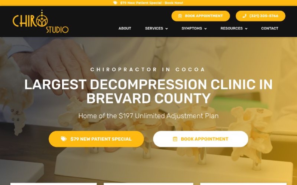Chiro Studio chiropractic website screenshot