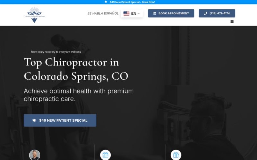Colorado Injury & Wellness chiropractic website screenshot