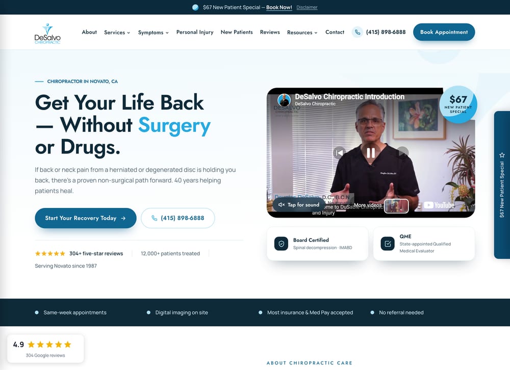 DeSalvo Chiropractic chiropractic website screenshot