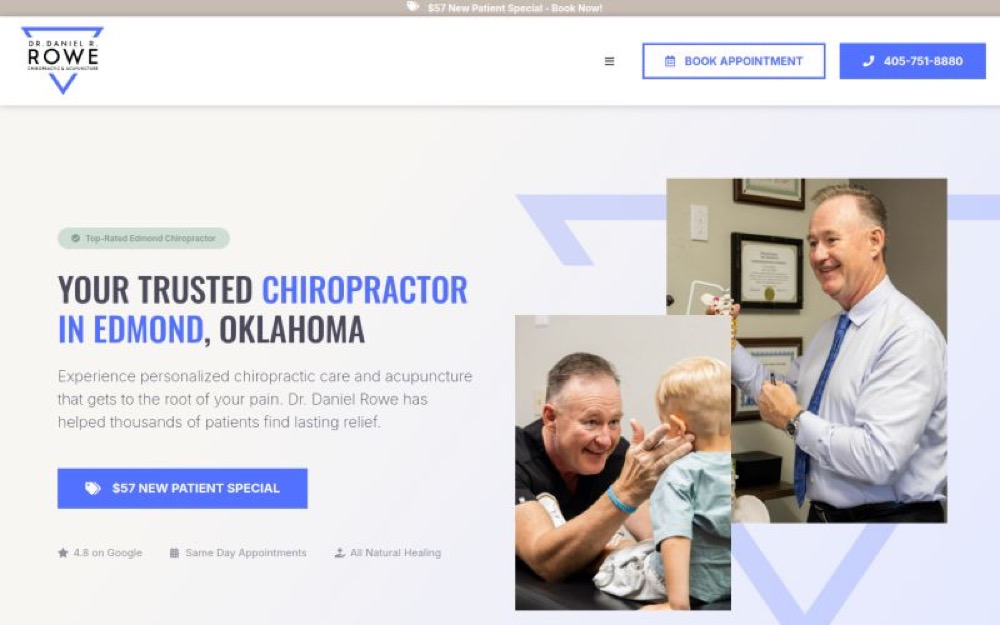 Dr. Daniel Rowe chiropractic website screenshot