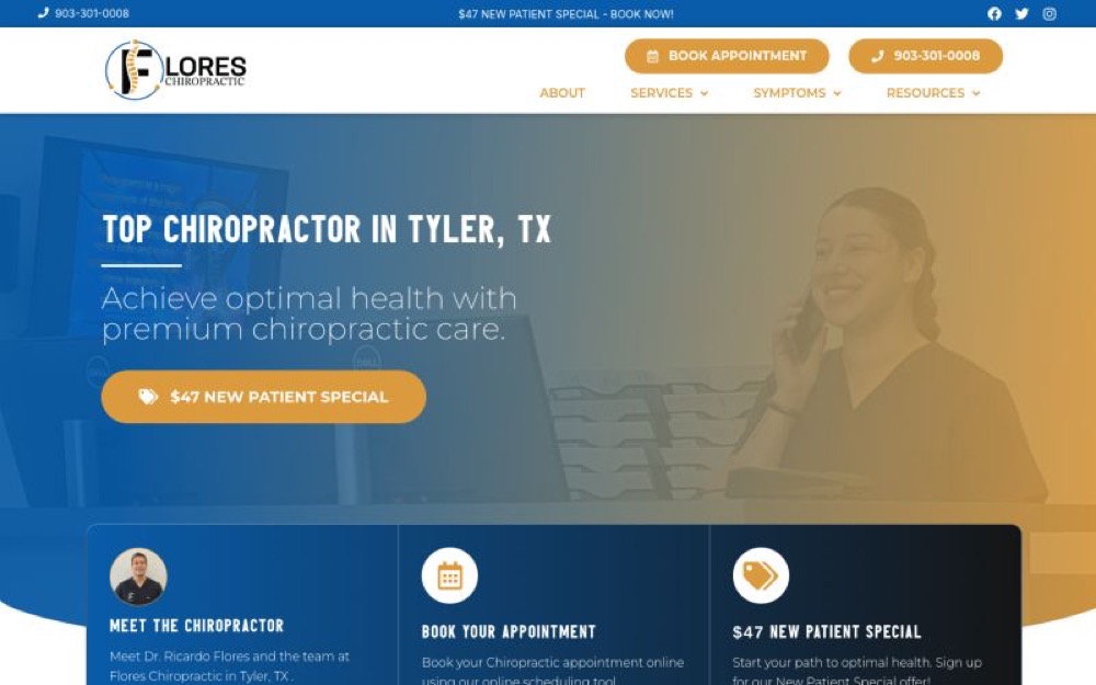 Flores Chiropractic chiropractic website screenshot