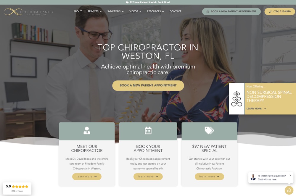 Freedom Family Chiropractic chiropractic website screenshot