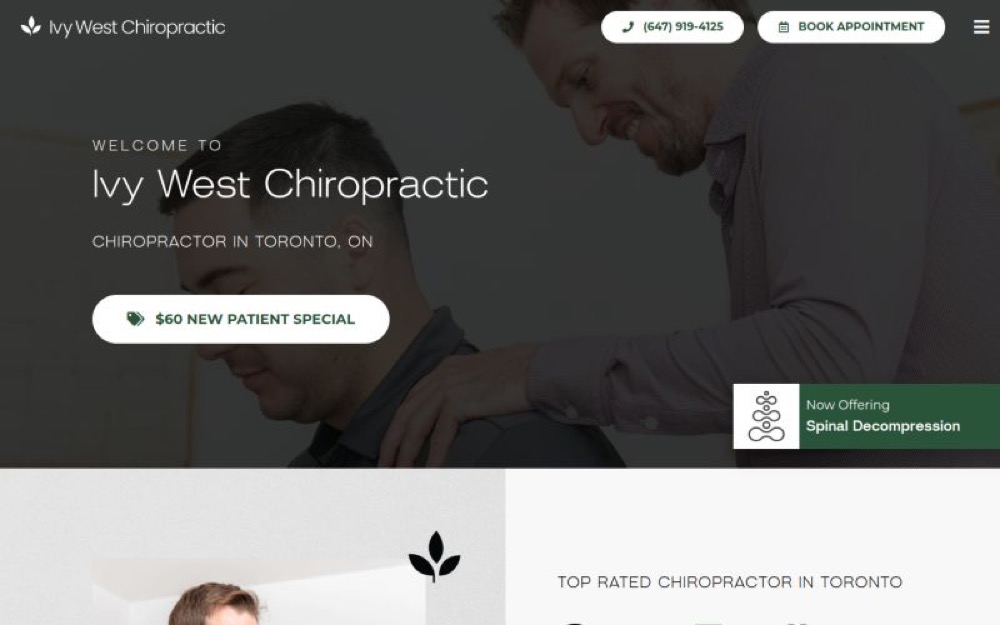 Ivy West Chiropractic chiropractic website screenshot