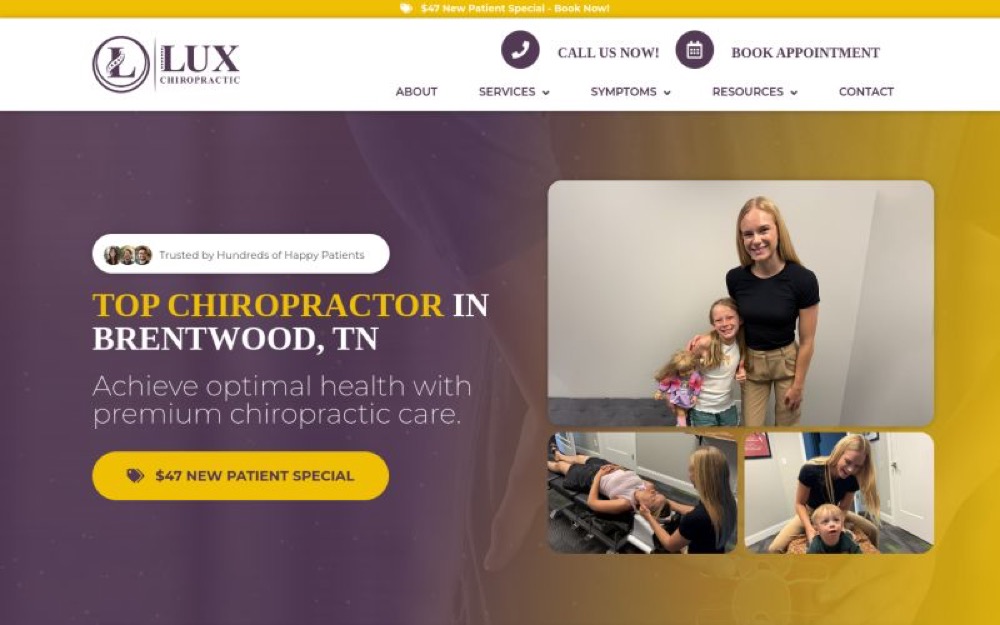 Lux Chiropractic chiropractic website screenshot