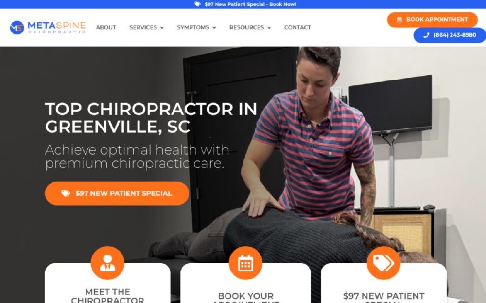 Meta Spine Chiropractic chiropractic website screenshot