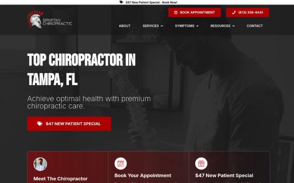 Spartan Chiropractic chiropractic website screenshot