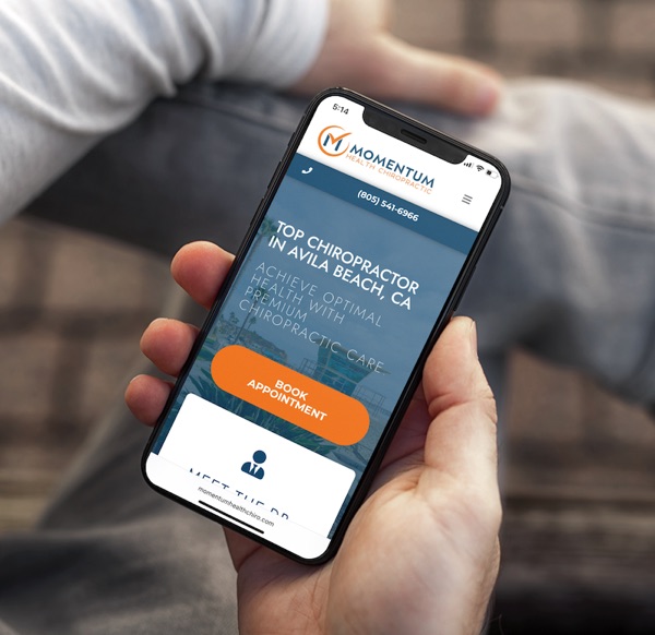 Mobile chiropractic website on iPhone